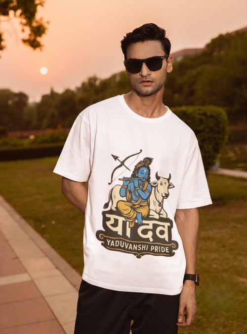Yaduvanshi Pride T-Shirt | Krishna Print Oversized Tee