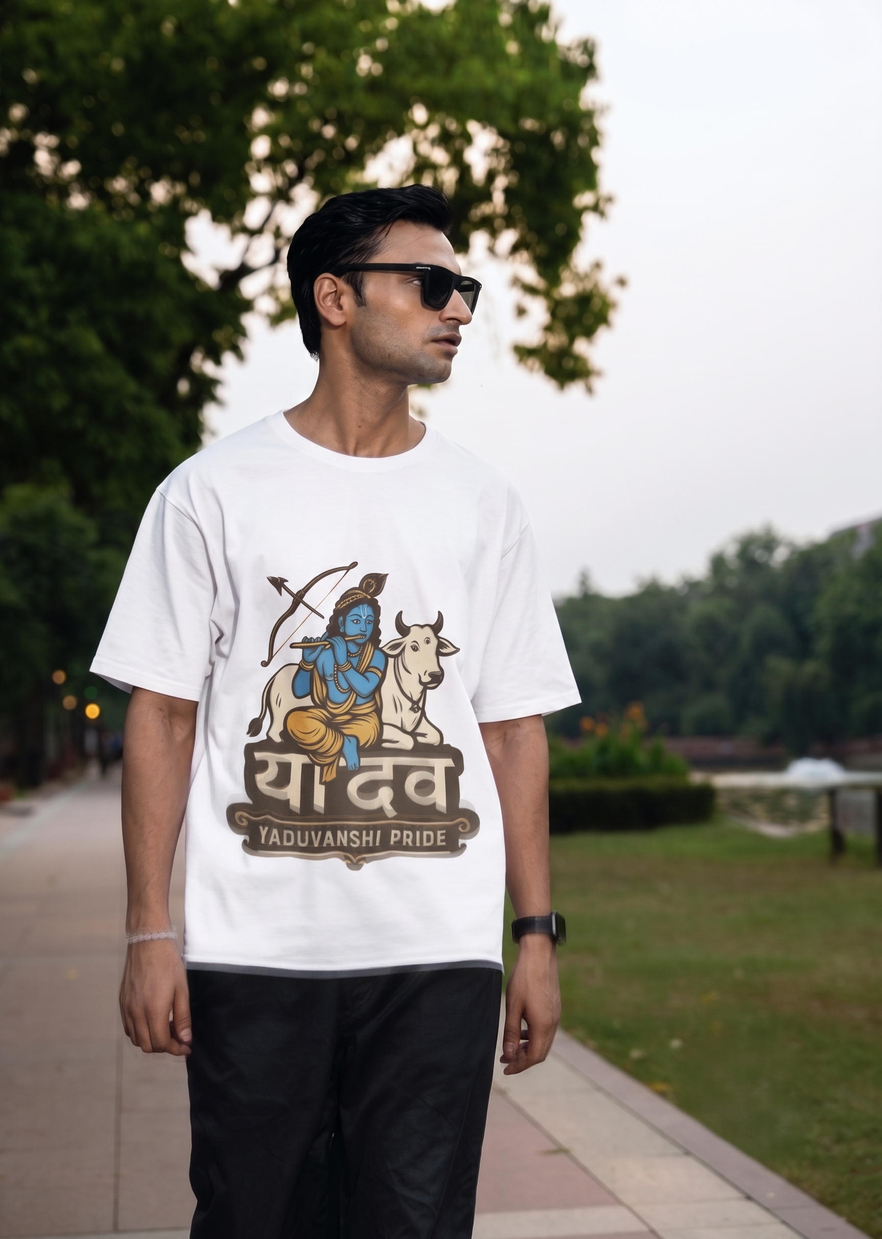 Yaduvanshi Pride T-Shirt | Krishna Print Oversized Tee