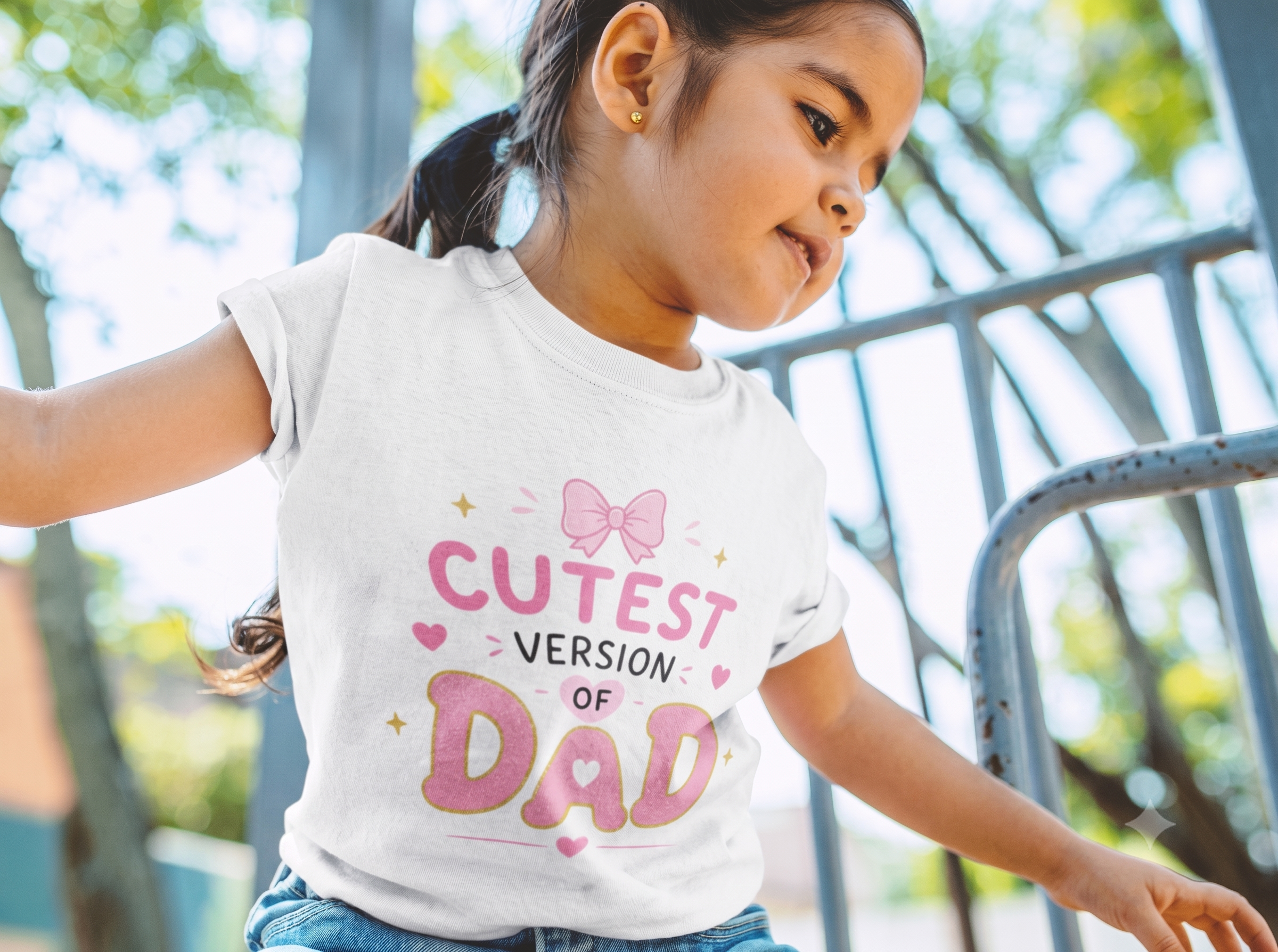 Girl's "Cutest Version of Dad" T-Shirt | Cotton Kids Tee